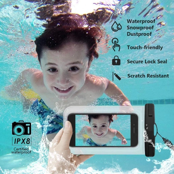 Universal Waterproof Case, Mobile Phone Pouch for Hospitals, Swimming, Hiking, Biking, Underwater Photography, Rain Fits Upto 6.5 Inch Mobiles(1PCS) 